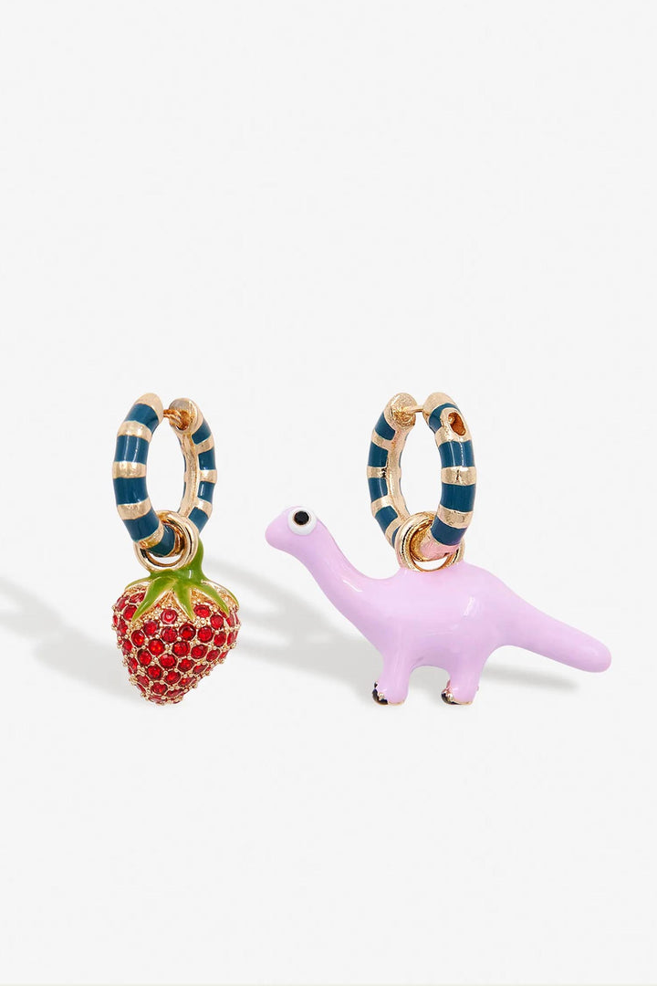 Istoli Hoop Earrings - Dinosaur & Strawberry