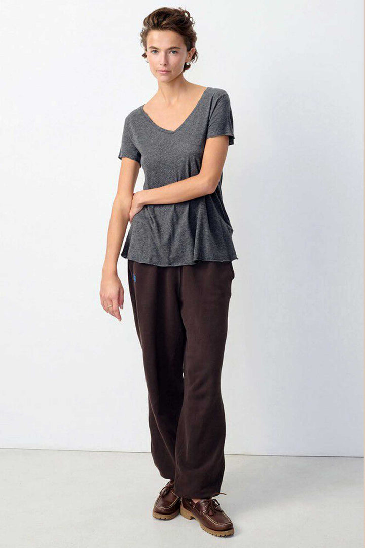 Jacksonville V-Neck SS T-Shirt in Charcoal Melange