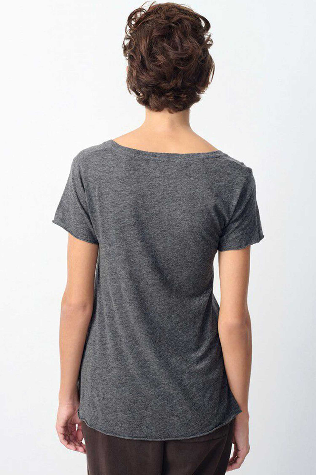 Jacksonville V-Neck SS T-Shirt in Charcoal Melange