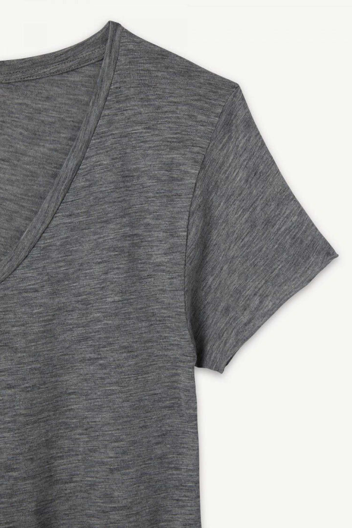 Jacksonville V-Neck SS T-Shirt in Charcoal Melange