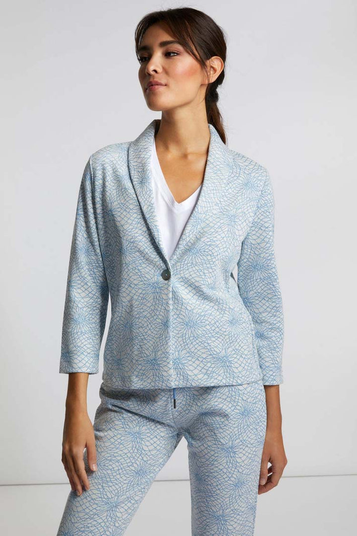 Jacquard Blazer w Shawl Collar in Blue