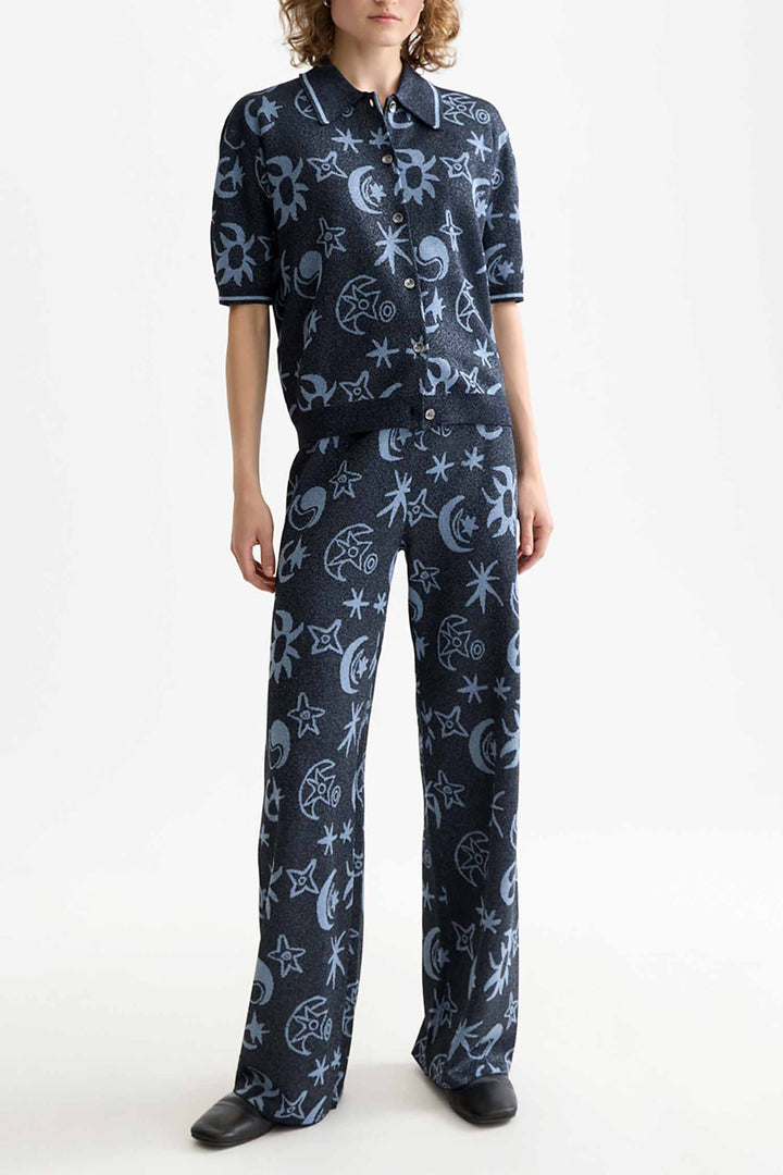 Jacquard Short Sleeve Pullover in Cosmic Sky Spaced Carbon