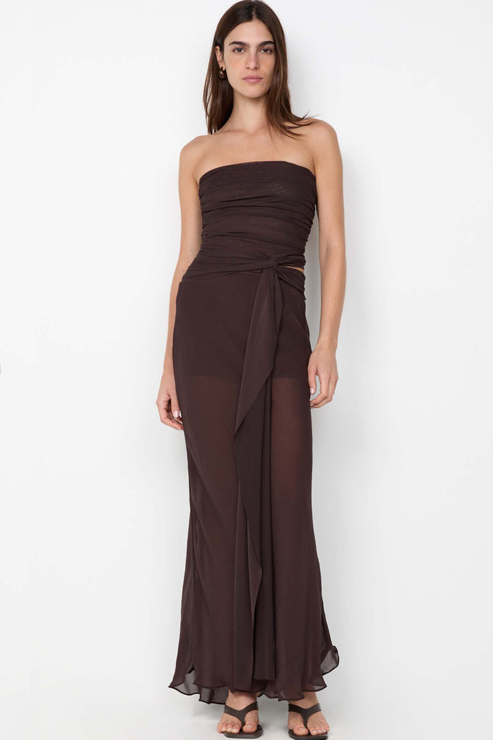 Jehnaya Strapless Maxi Dress in Dark Chocolate
