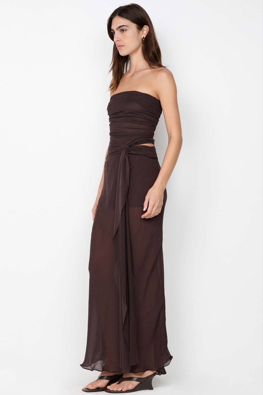 Jehnaya Strapless Maxi Dress in Dark Chocolate