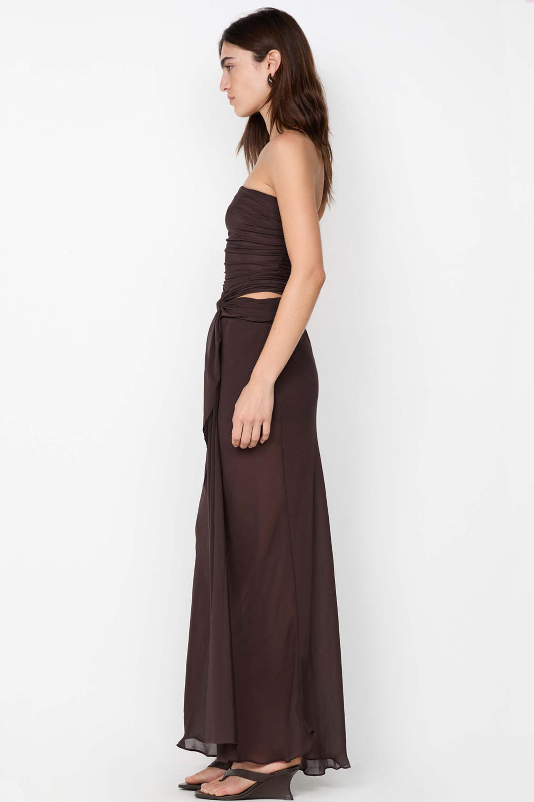 Jehnaya Strapless Maxi Dress in Dark Chocolate