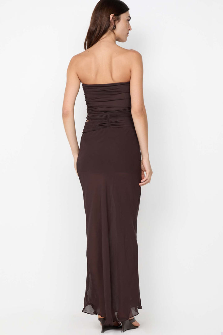 Jehnaya Strapless Maxi Dress in Dark Chocolate