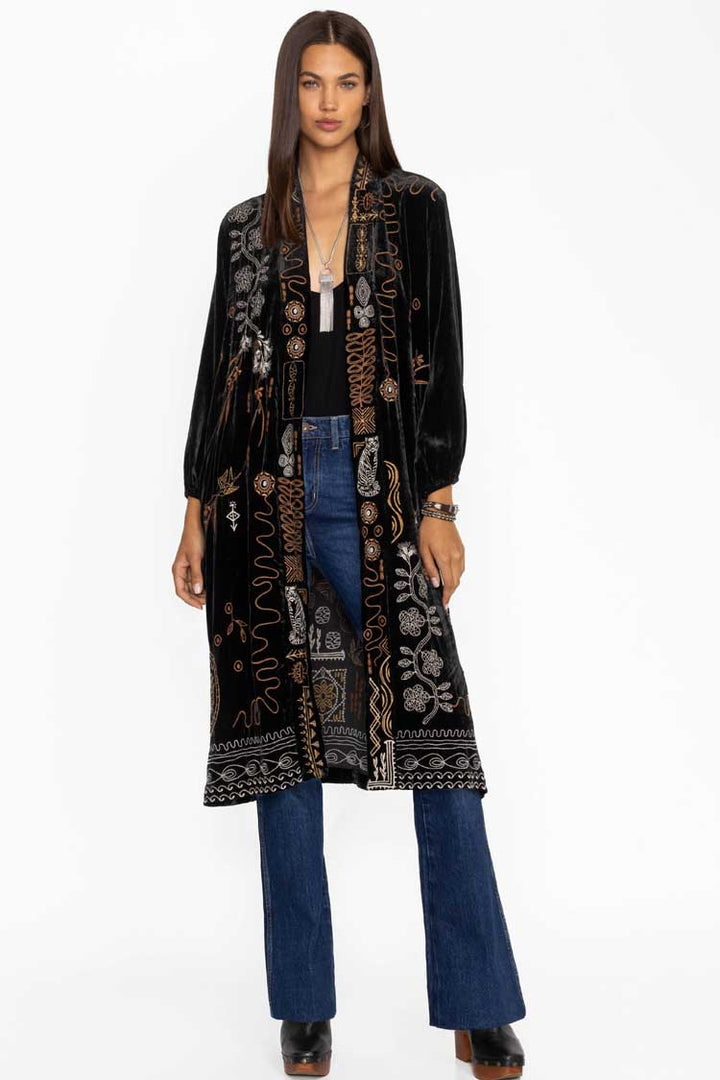 Jenai Velvet Bishop Sleeve Kimono Coat