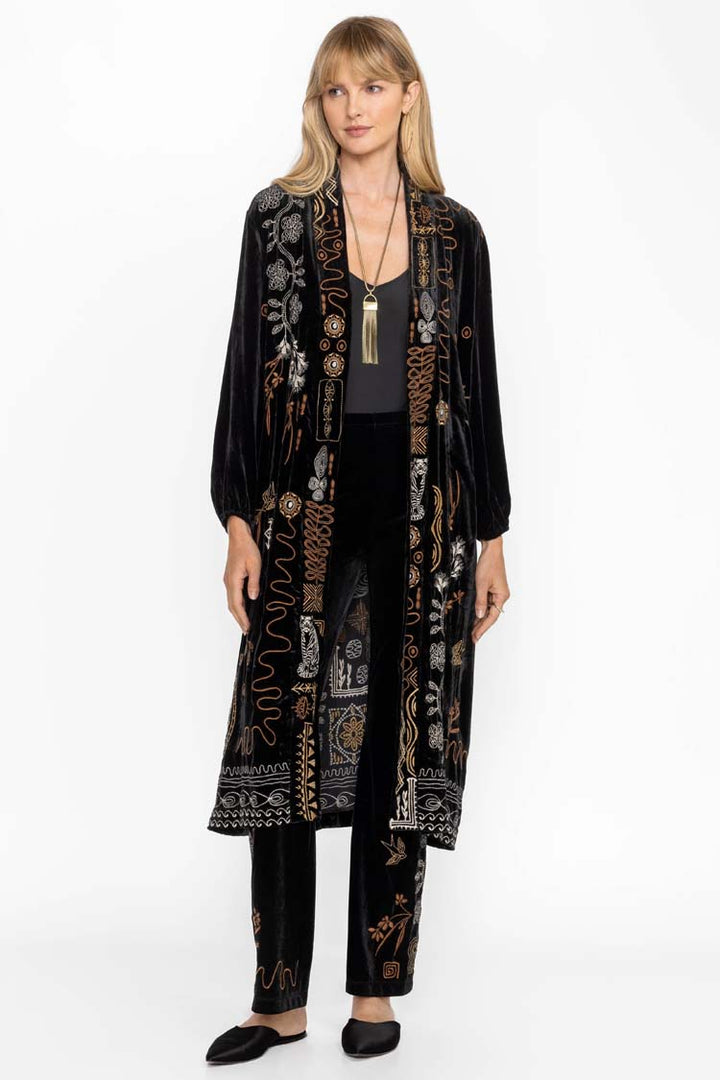 Jenai Velvet Bishop Sleeve Kimono Coat