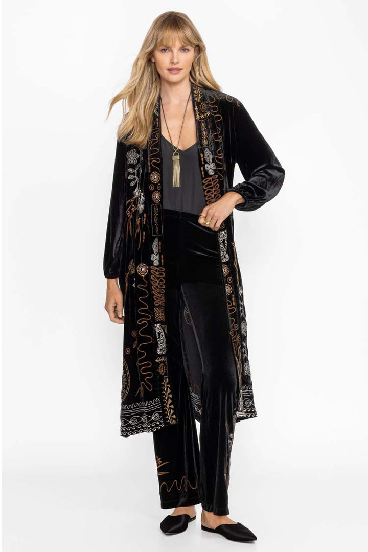 Jenai Velvet Bishop Sleeve Kimono Coat