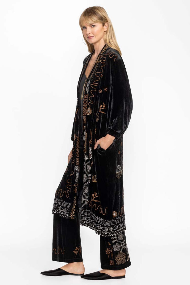 Jenai Velvet Bishop Sleeve Kimono Coat