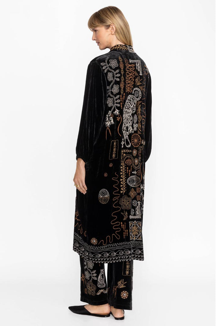 Jenai Velvet Bishop Sleeve Kimono Coat