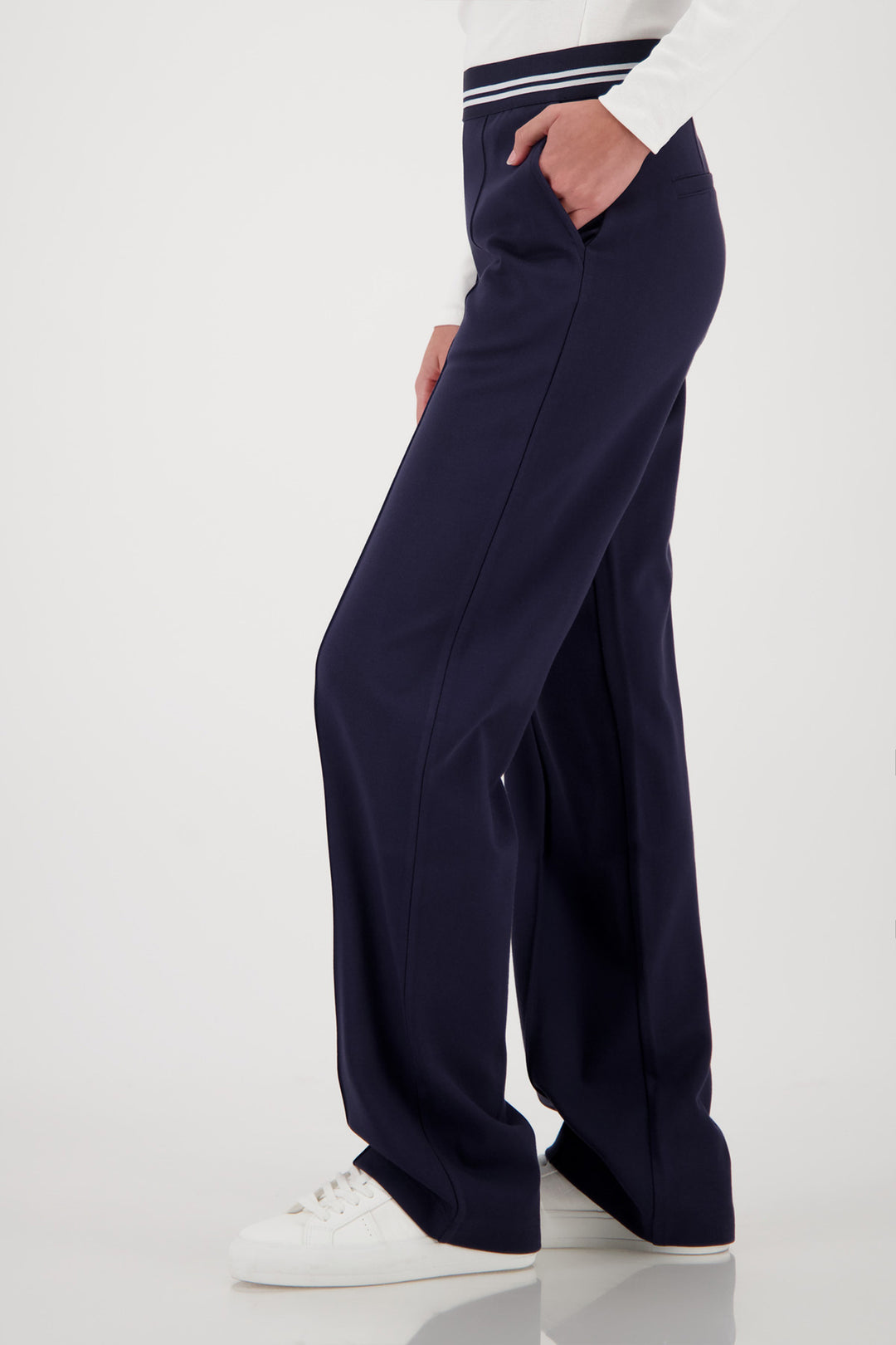 Jersey Rib Pants w Elastic Waist in Marine