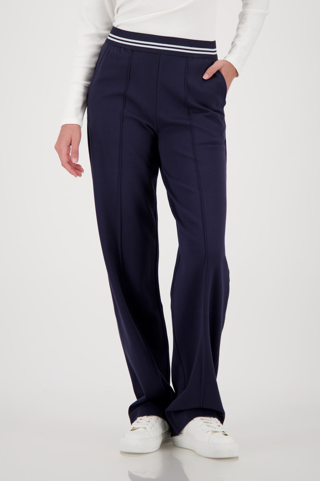 Jersey Rib Pants w Elastic Waist in Marine