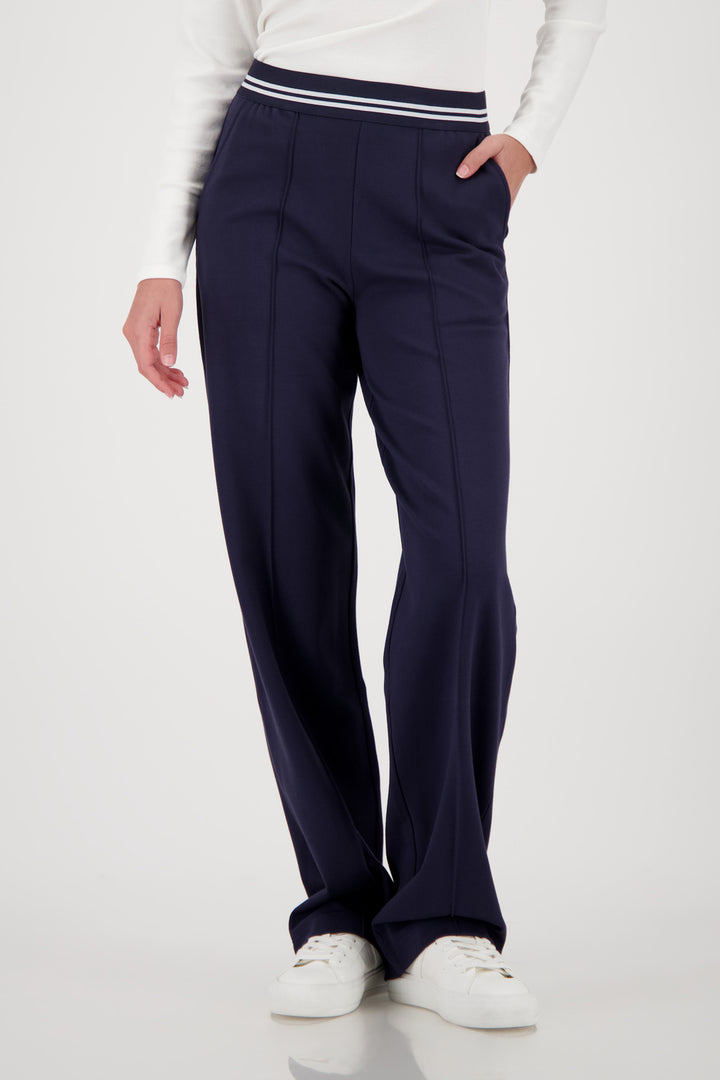 Jersey Rib Pants w Elastic Waist in Marine