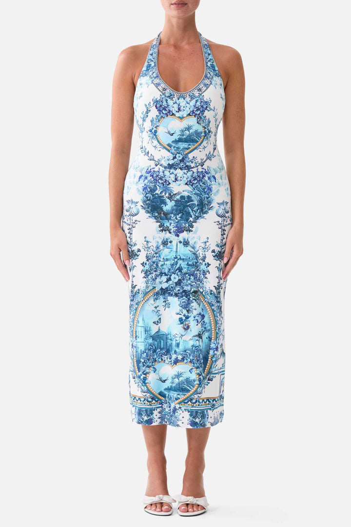 Jersey Halter Dress in The Porcelain Parlour