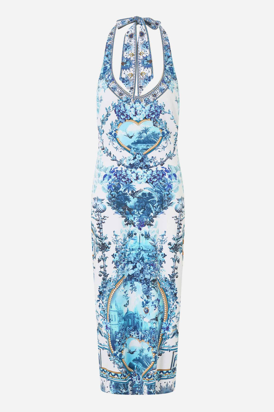 Jersey Halter Dress in The Porcelain Parlour