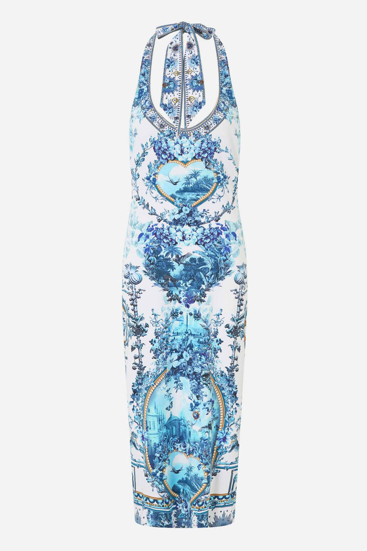 Jersey Halter Dress in The Porcelain Parlour