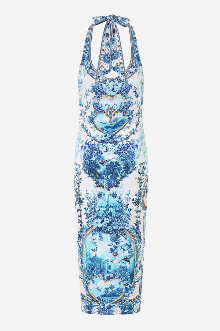 Jersey Halter Dress in The Porcelain Parlour
