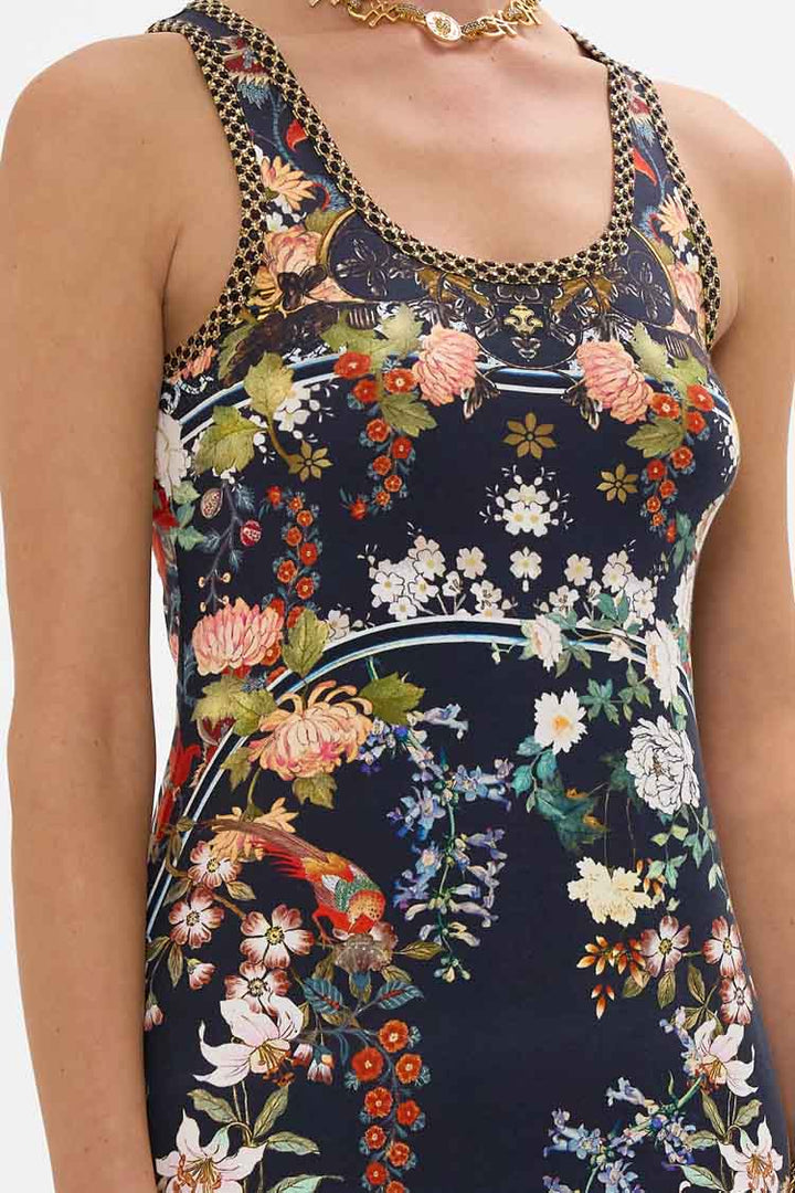 Jersey Scoop Neck Tank Dress In Palacio Poetry