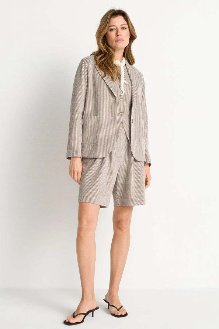 Jersey Seersucker Blazer in Coconut Bark