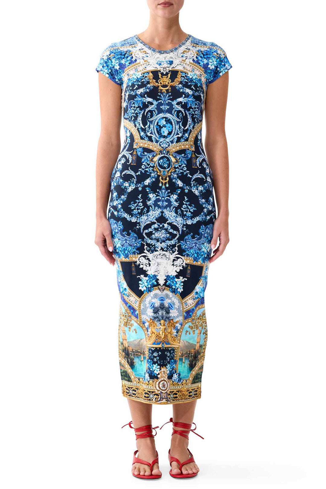 Jersey Tank Dress with Cap Sleeves in Sweet Sacre Bleu