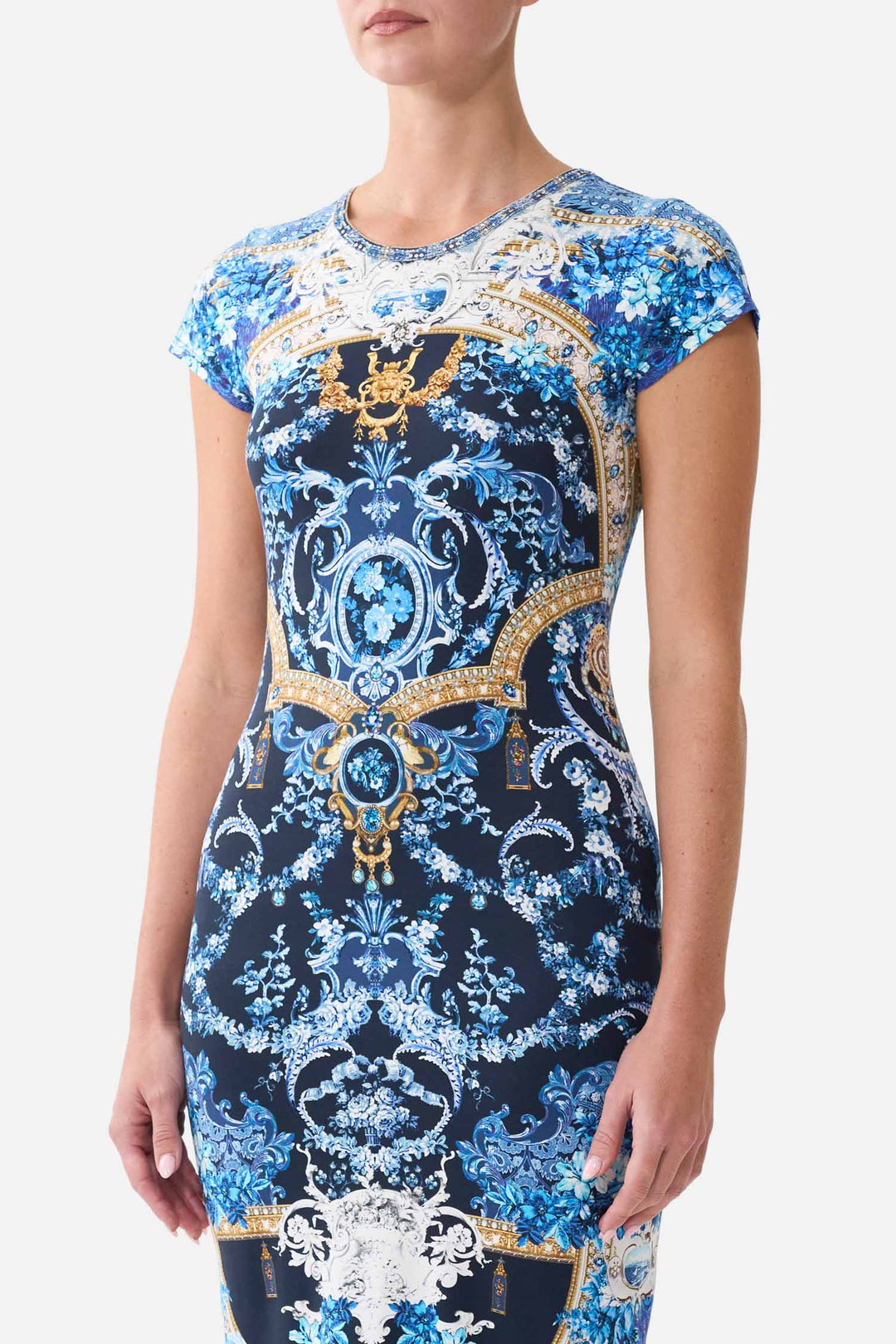 Jersey Tank Dress with Cap Sleeves in Sweet Sacre Bleu