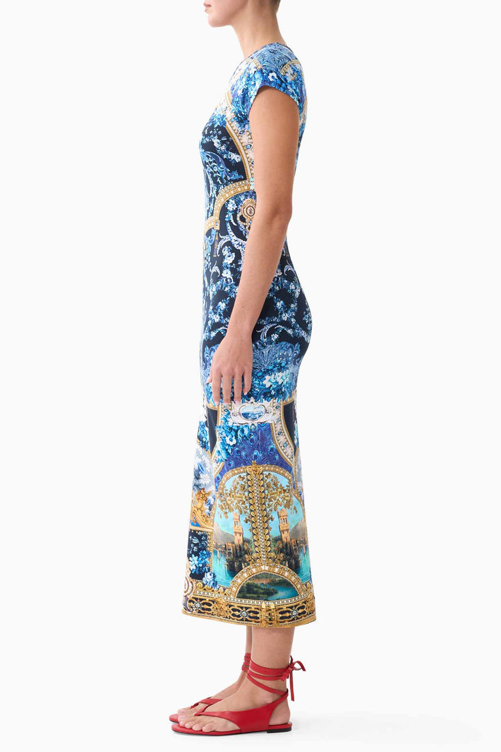 Jersey Tank Dress with Cap Sleeves in Sweet Sacre Bleu