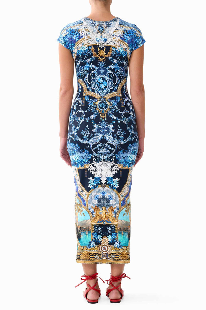 Jersey Tank Dress with Cap Sleeves in Sweet Sacre Bleu