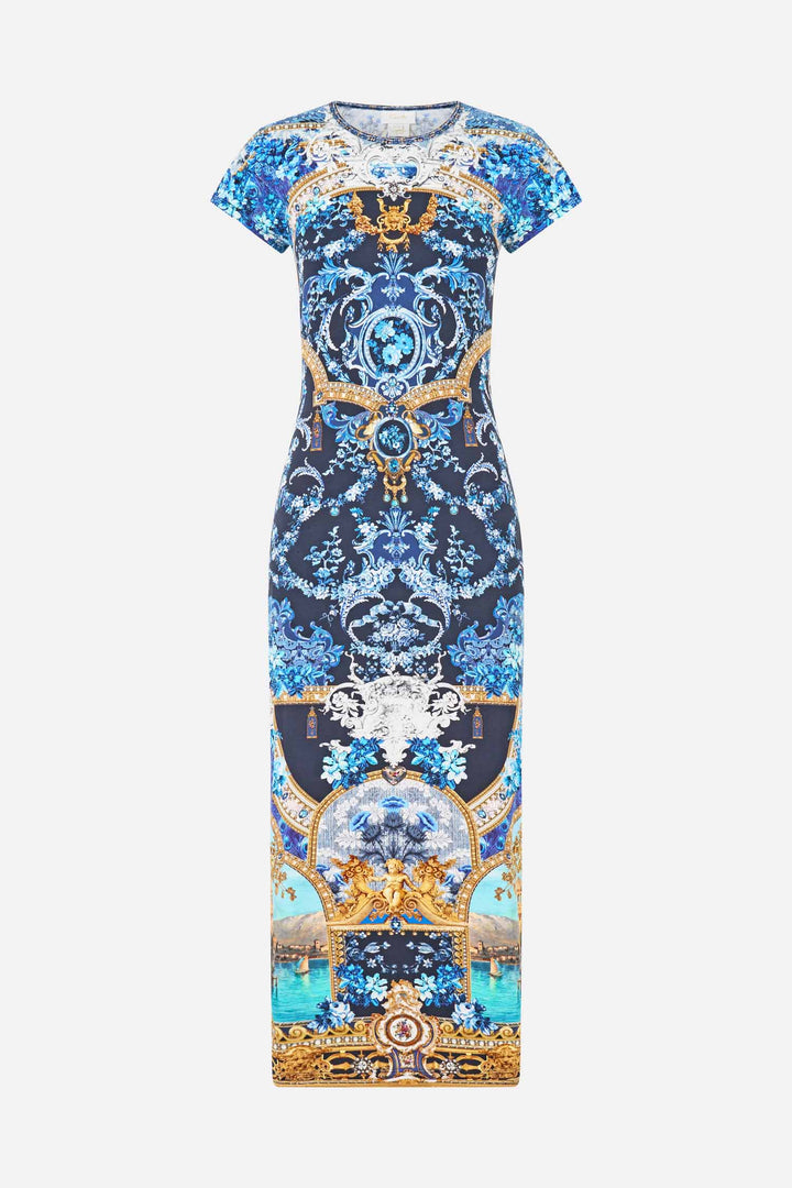 Jersey Tank Dress with Cap Sleeves in Sweet Sacre Bleu