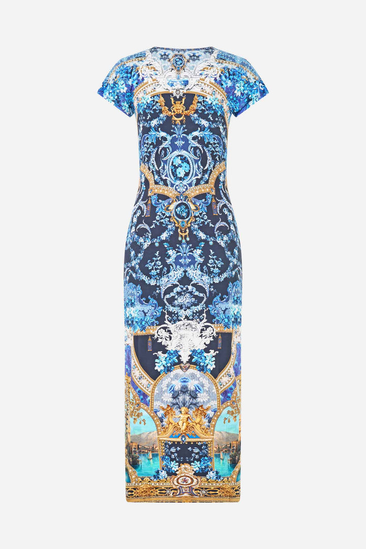 Jersey Tank Dress with Cap Sleeves in Sweet Sacre Bleu