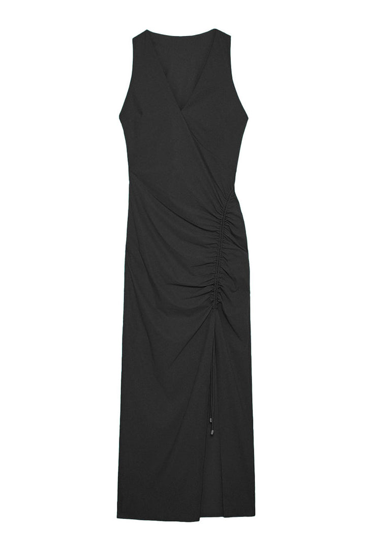 Jersey V-neck Dress in Black
