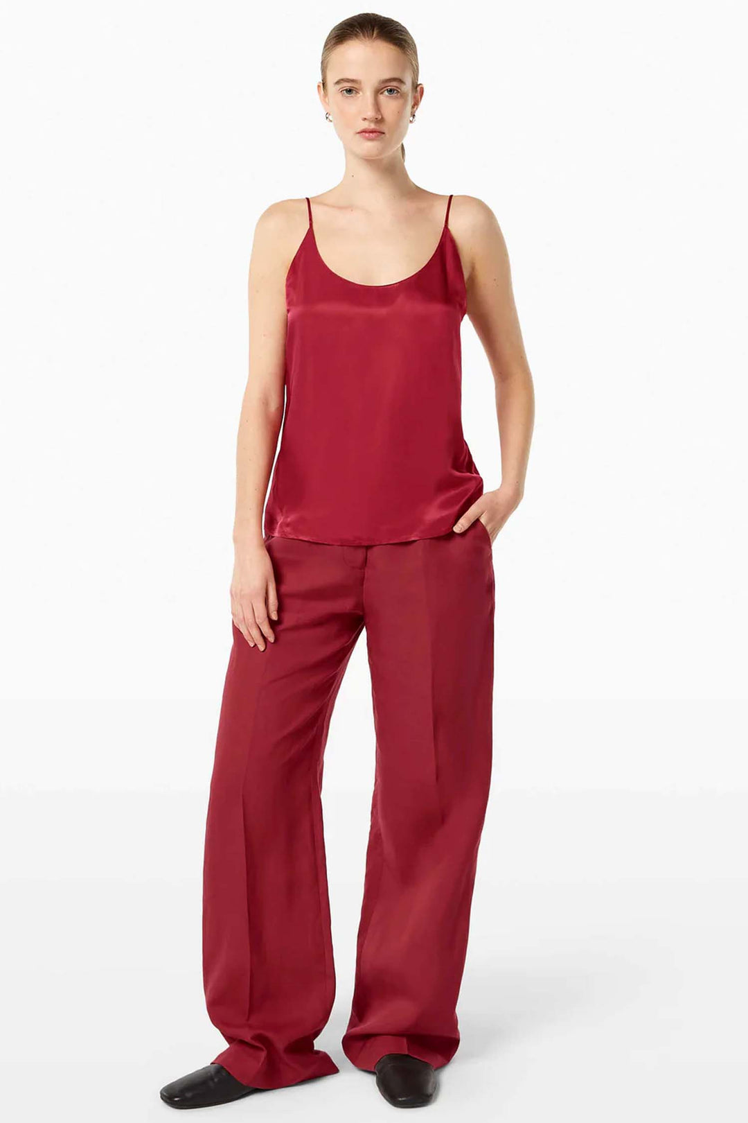 Jersey Woven Tank in Roadside Red