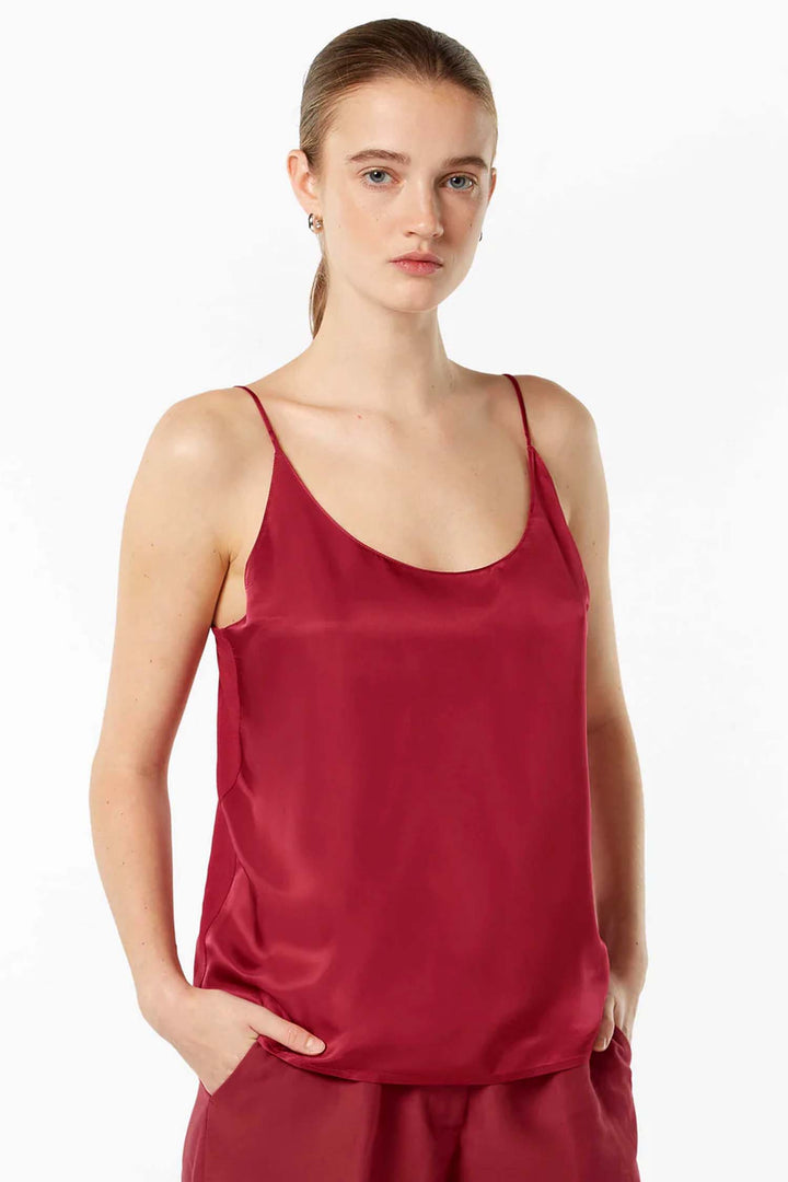 Jersey Woven Tank in Roadside Red
