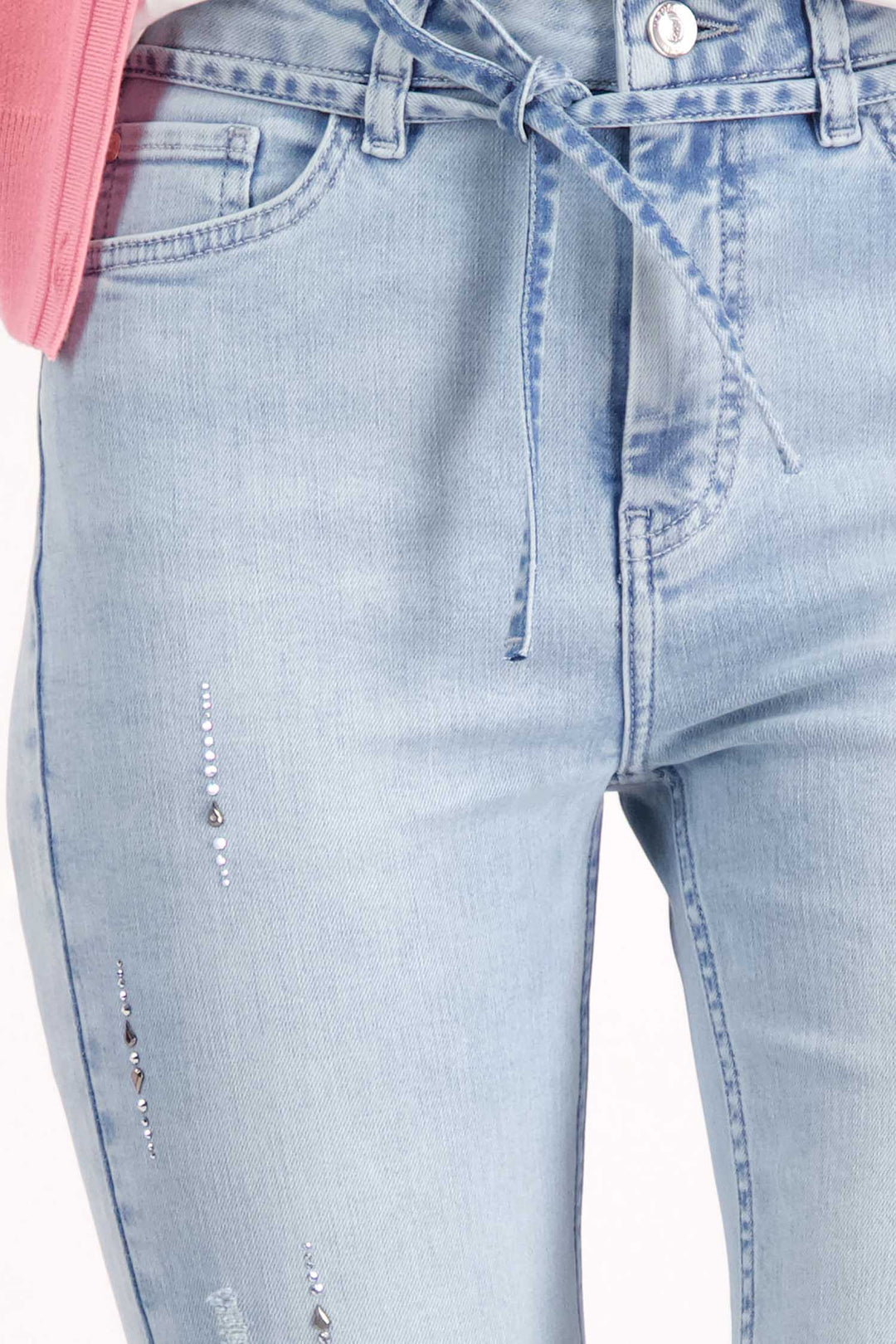 Jewel Detail Jeans in Light Denim