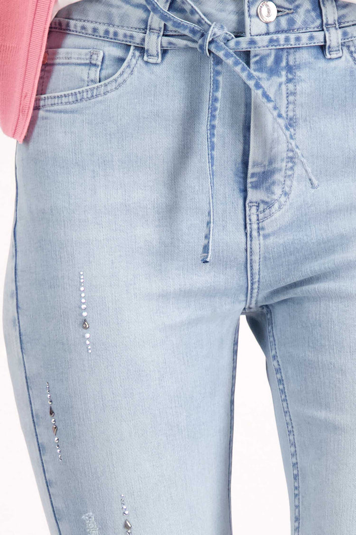 Jewel Detail Jeans in Light Denim