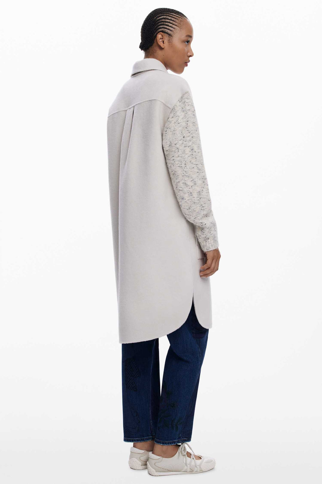 Jinu Light Combined Cloth Coat in Crudo Beige