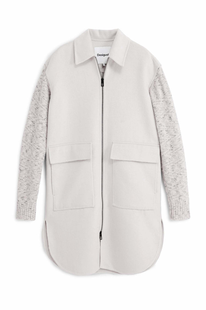 Jinu Light Combined Cloth Coat in Crudo Beige