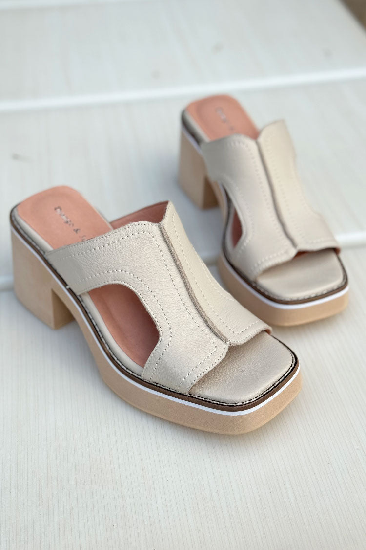 Jirra Vanilla Leather Mules