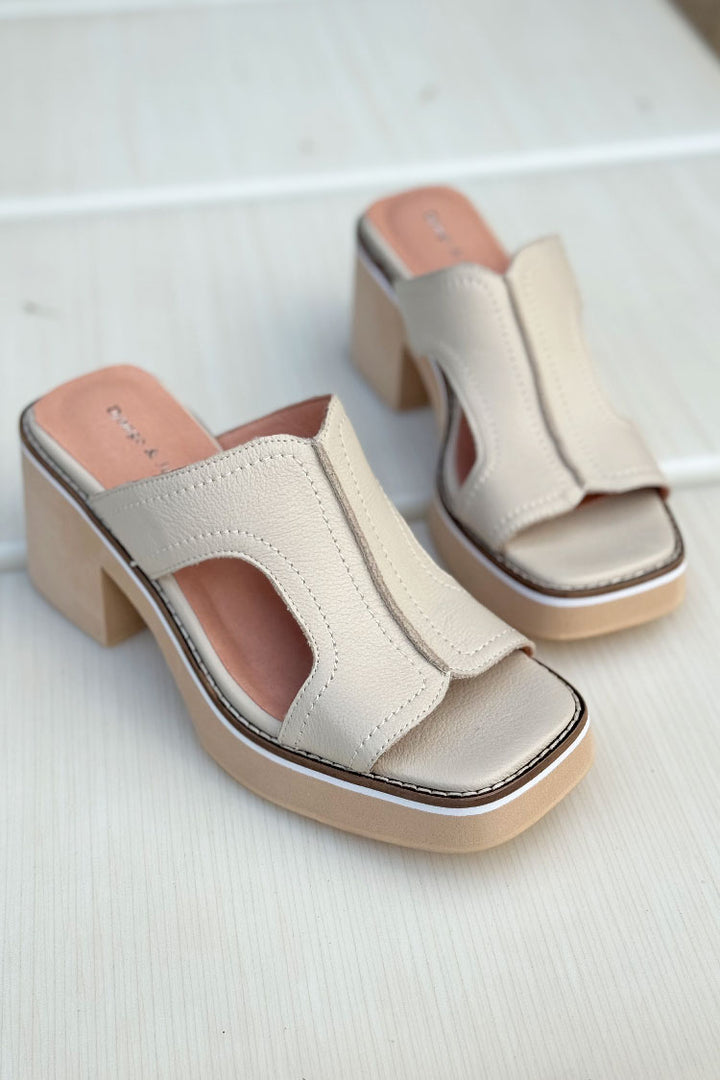 Jirra Vanilla Leather Mules