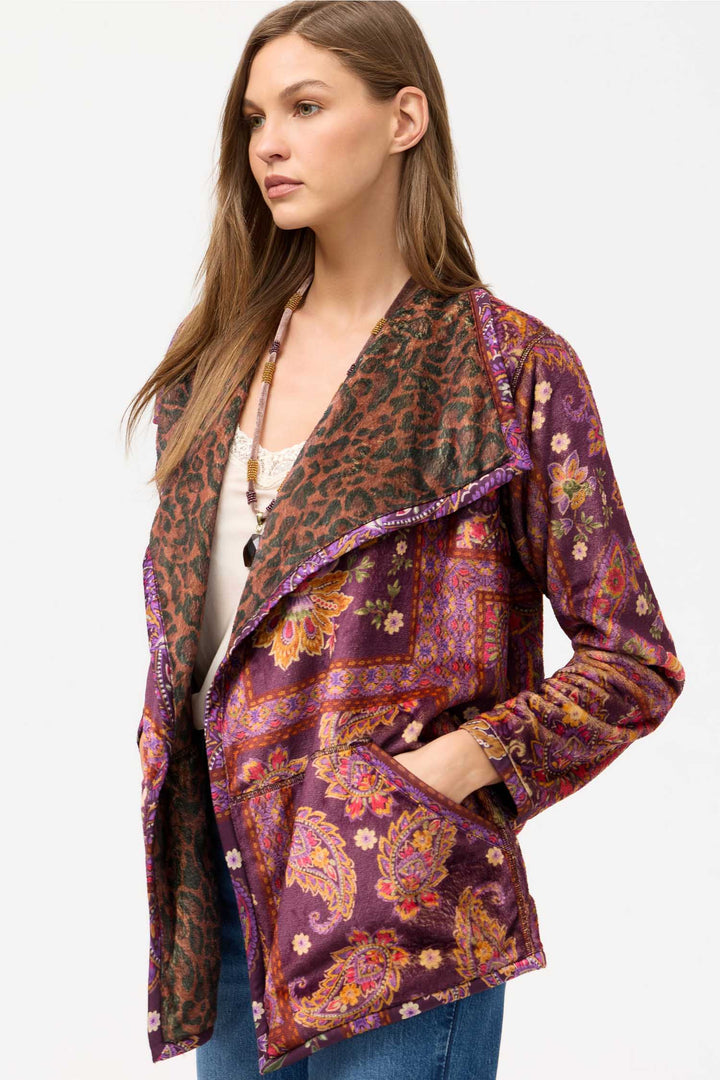 Joan Wrap Binded Reversible Sherpa Jacket in Domitila
