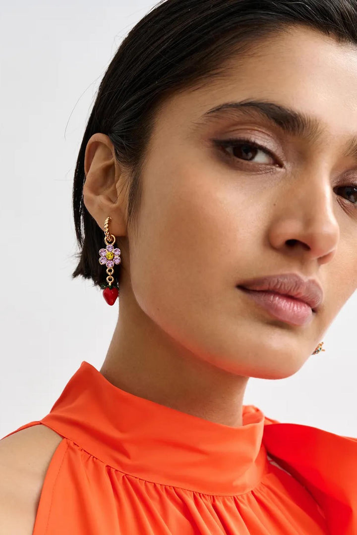 Jolan Hoop Earrings - Whale + Strawberry