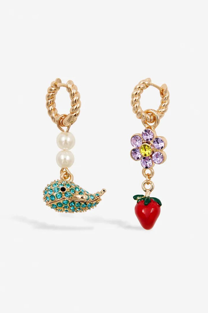 Jolan Hoop Earrings - Whale + Strawberry