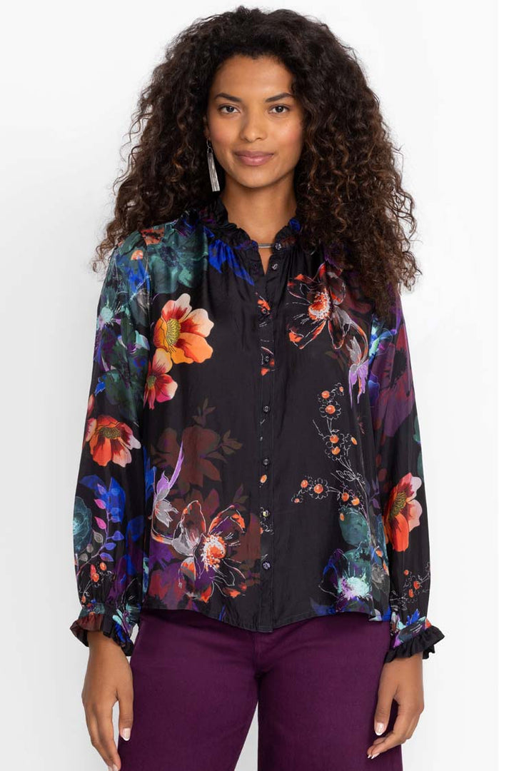 Midnight Jolene Ruffle Blouse