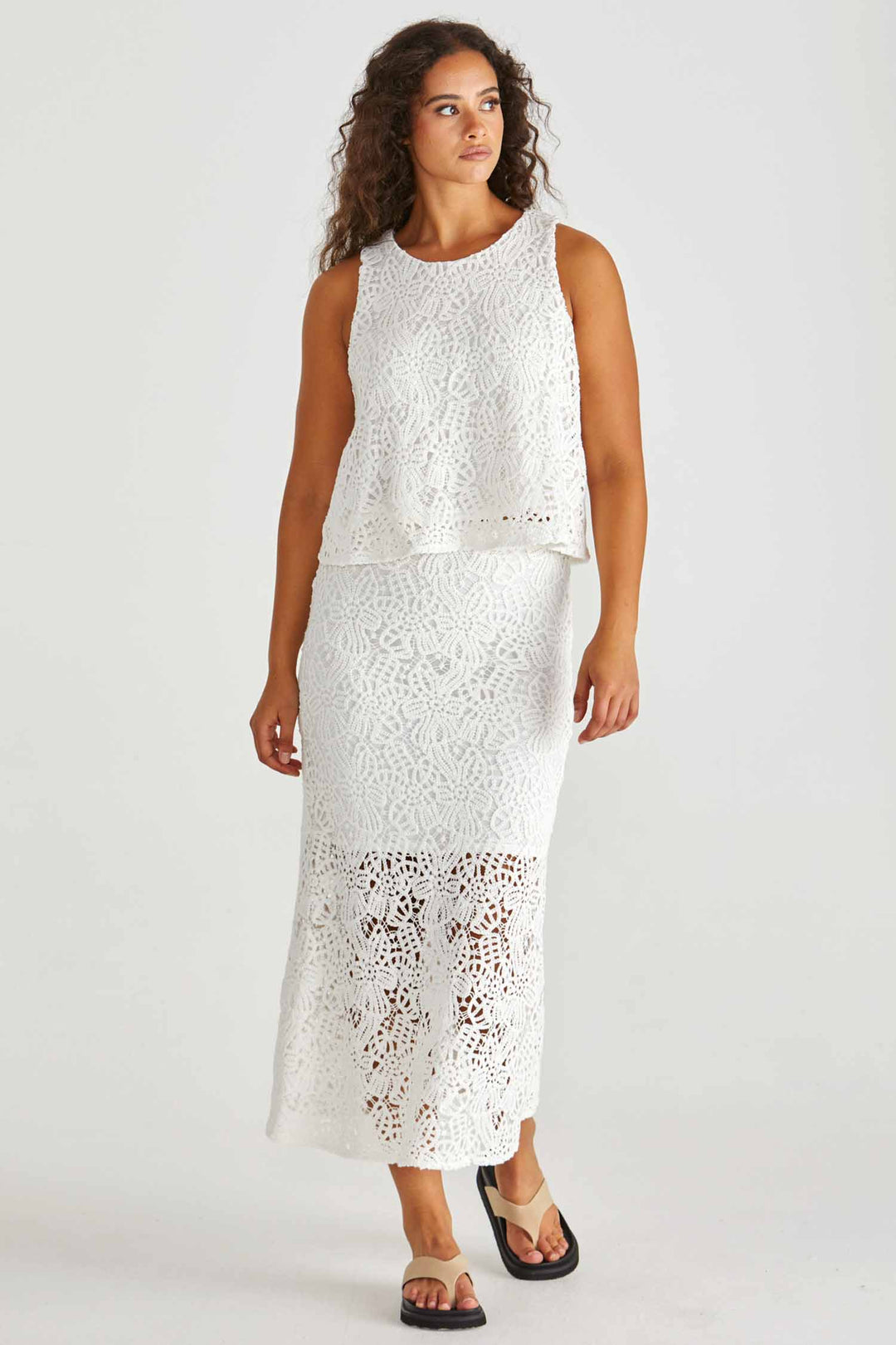 Kai Crochet Lace Skirt in White