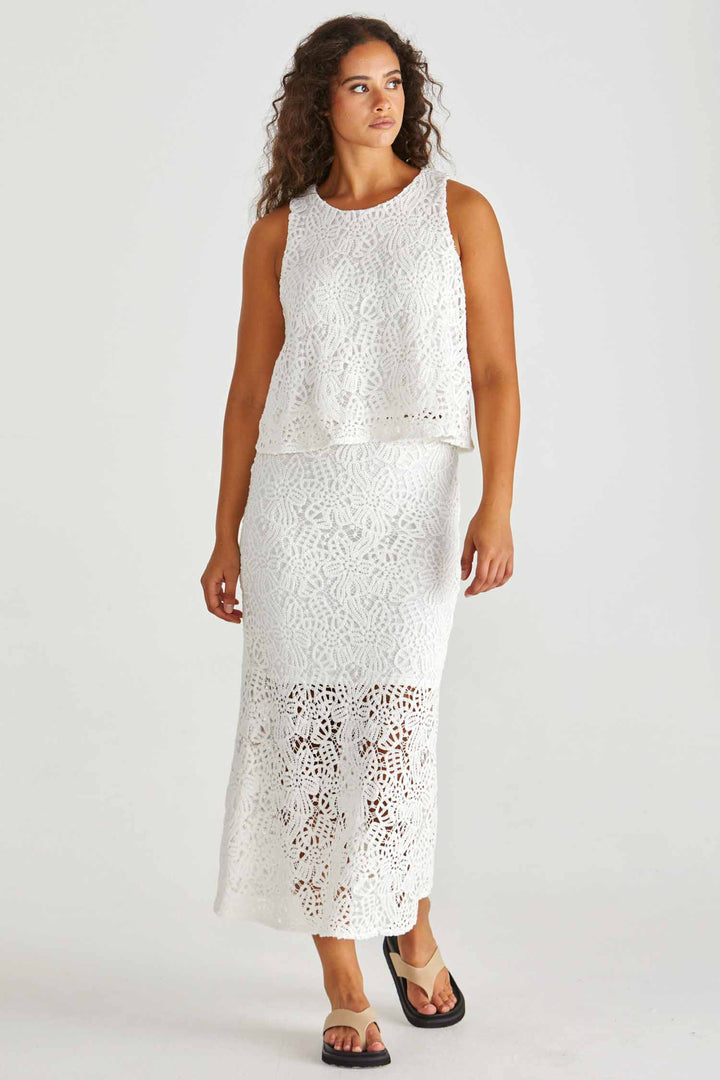 Kai Crochet Lace Skirt in White