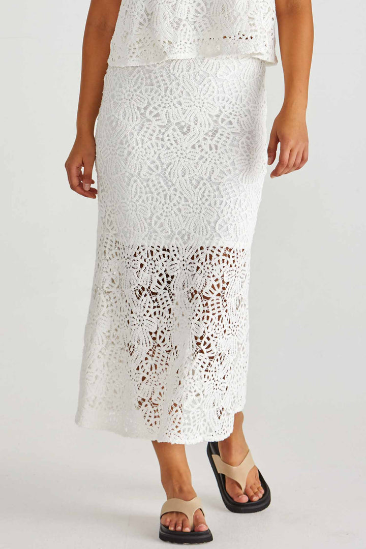 Kai Crochet Lace Skirt in White