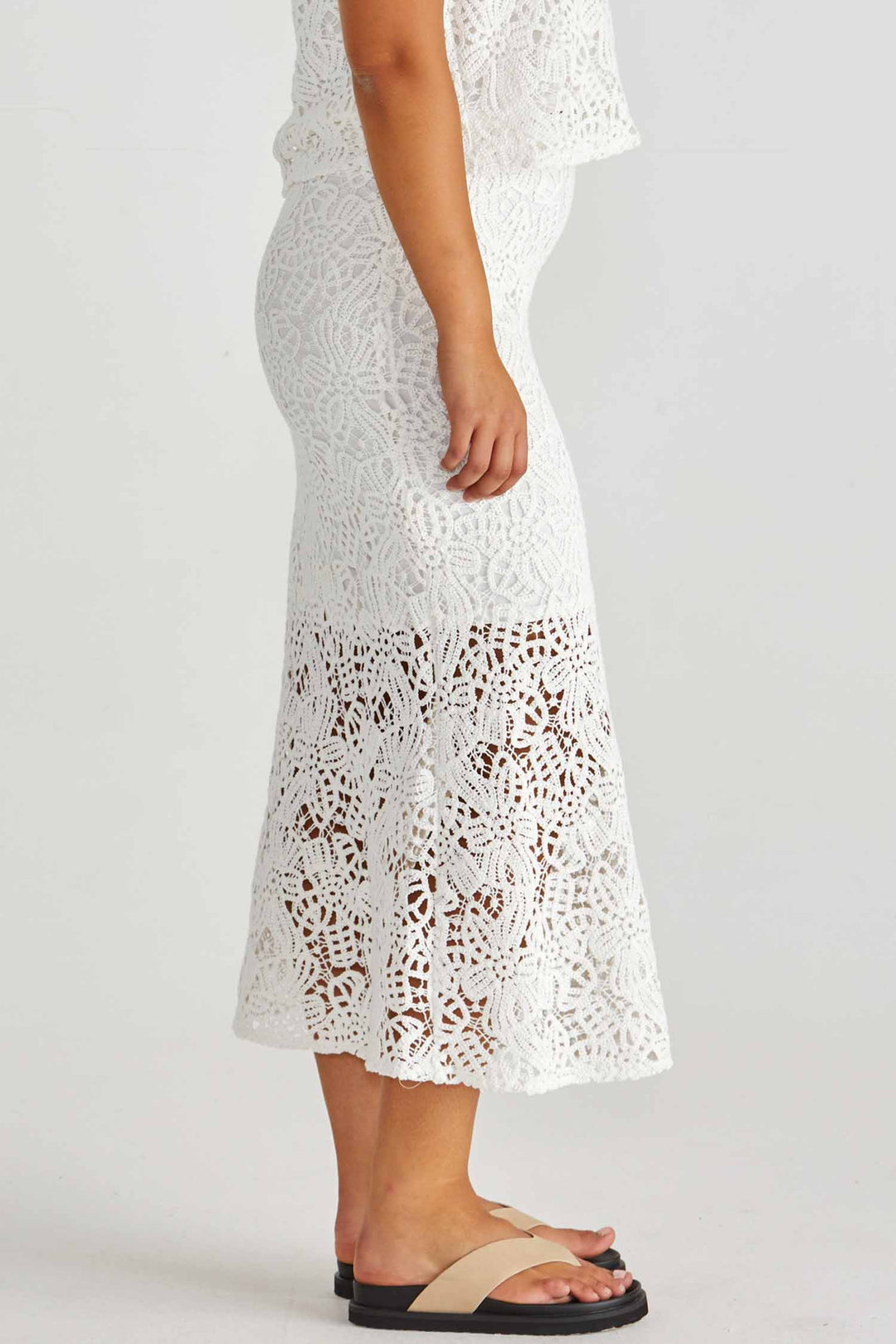 Kai Crochet Lace Skirt in White