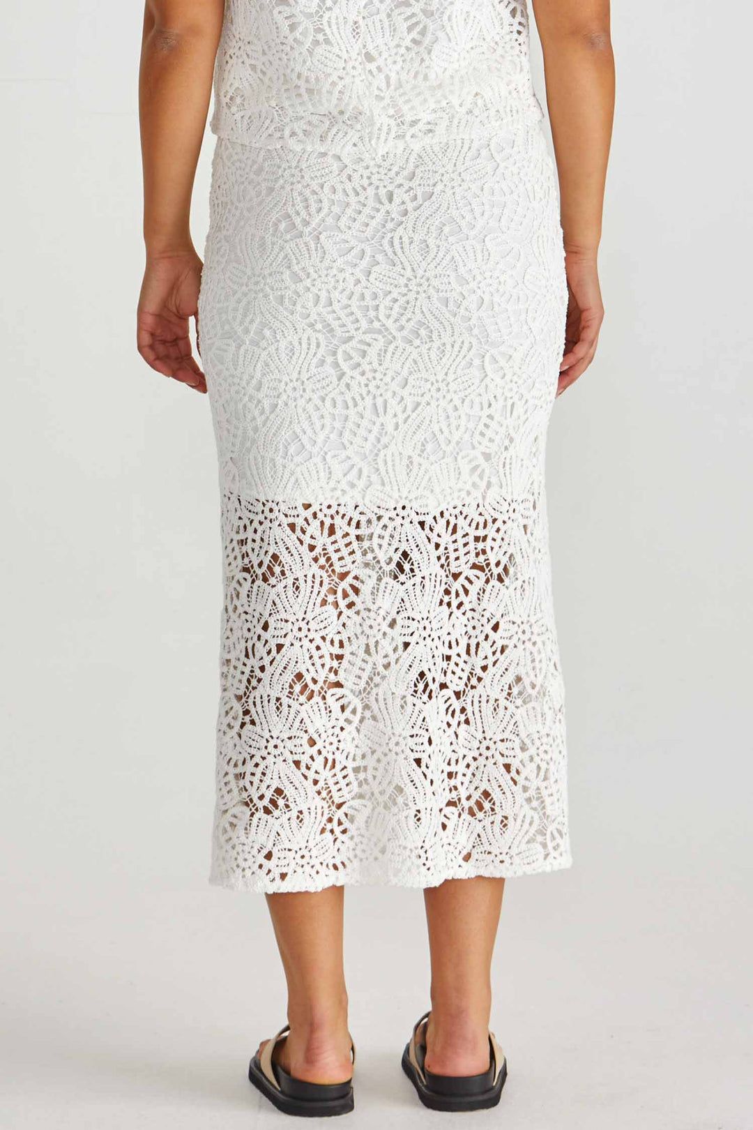 Kai Crochet Lace Skirt in White