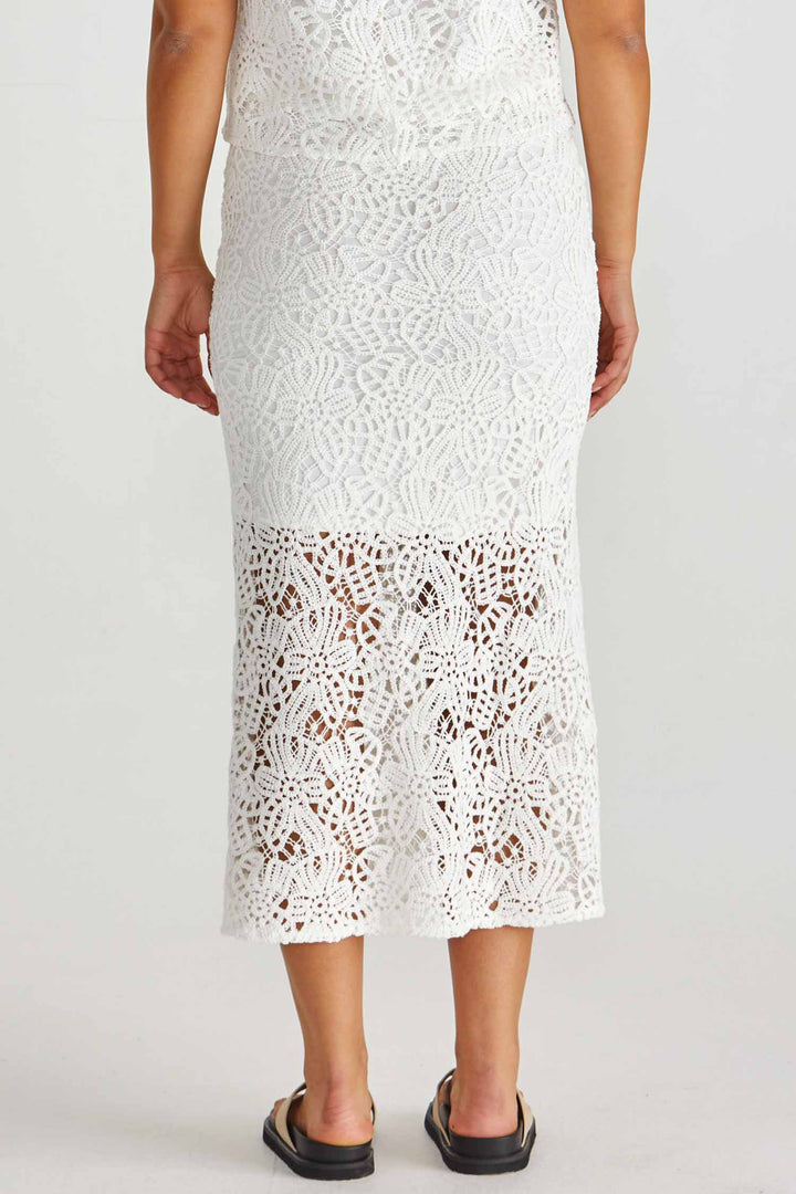 Kai Crochet Lace Skirt in White