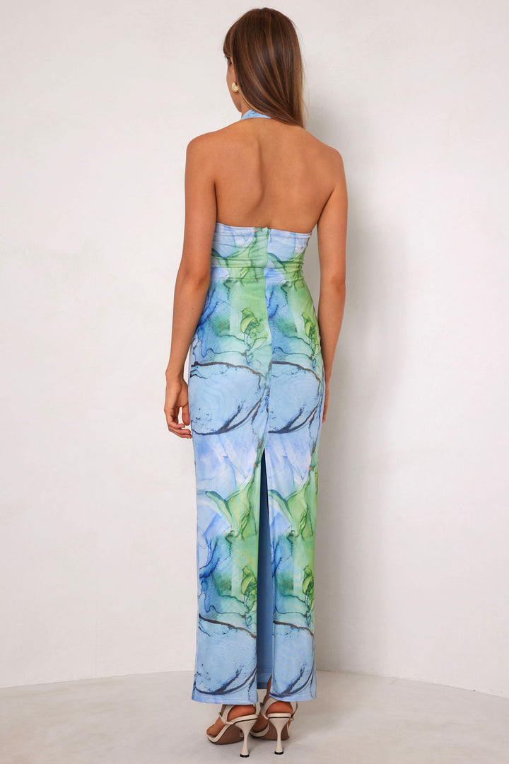 Kai Halter Mesh Dress in Ocean Marble